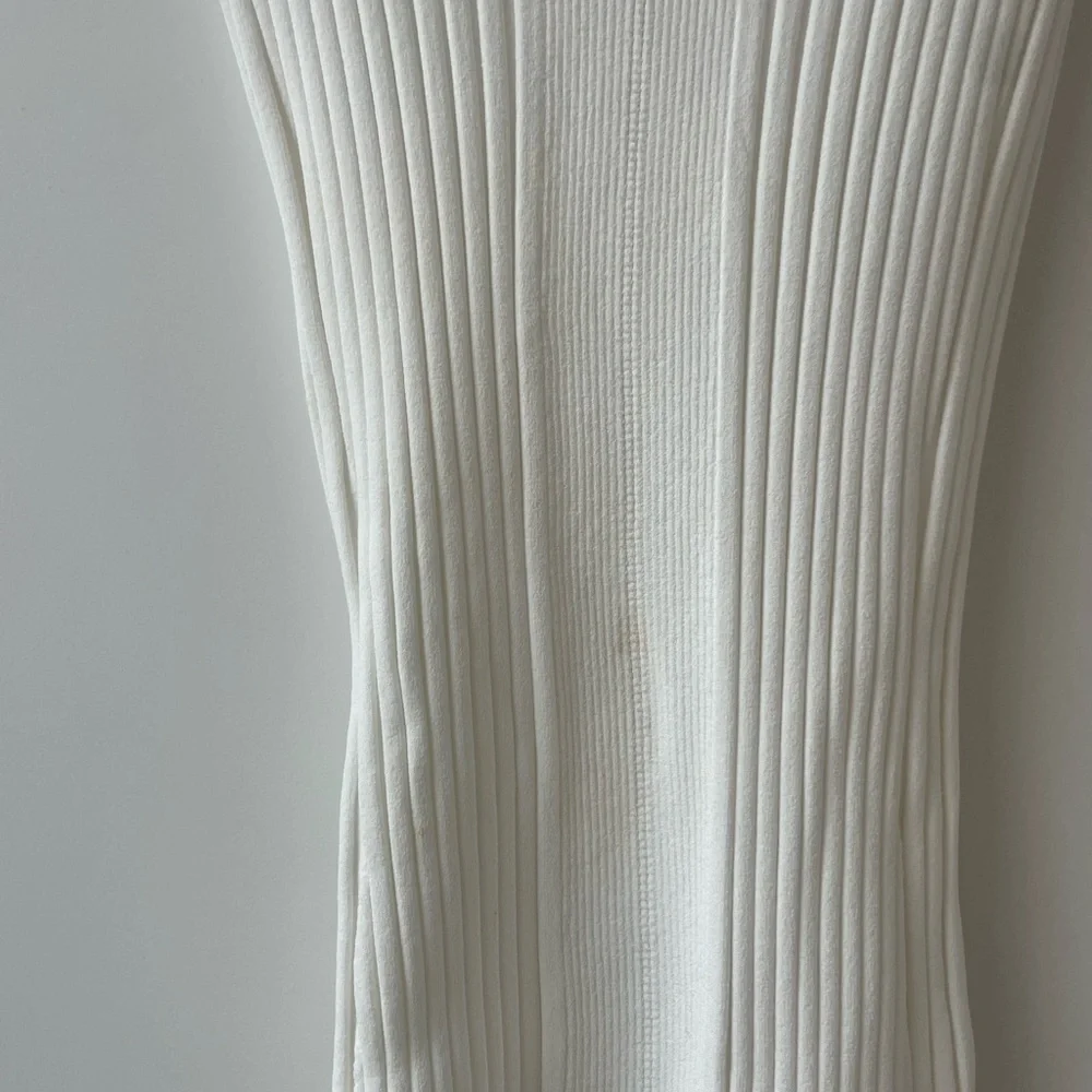 Helmut Lang Sleeveless Ribbed Midi Dress in Cream